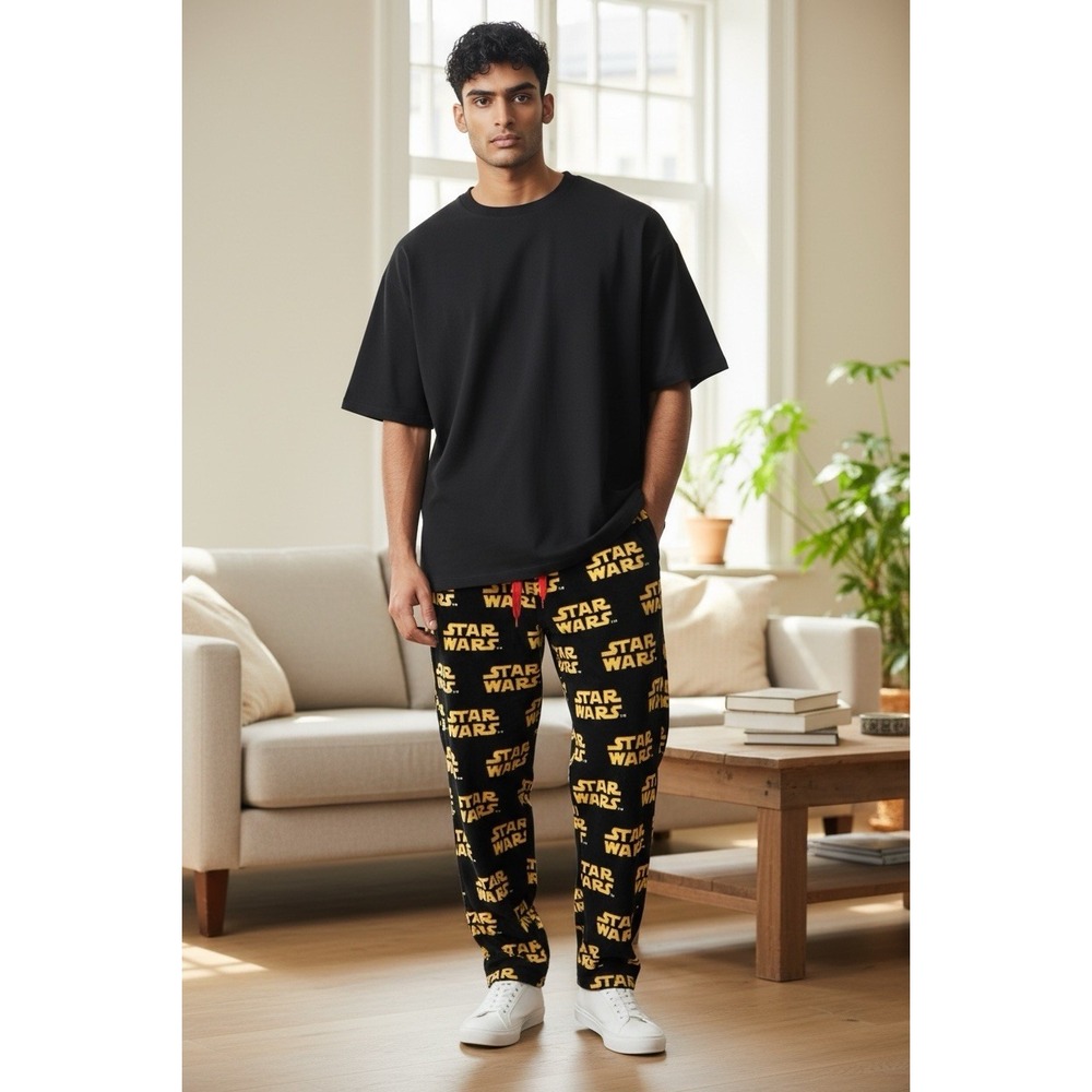 NEW Star‎ Wars Disney Men's Size Small Black W LOGO sleep pants New With Tag